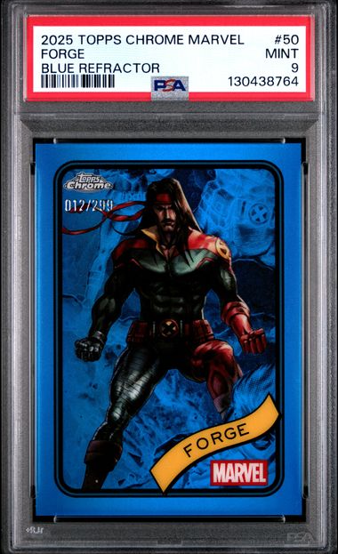 2025 Topps Chrome Marvel Blue Refractor #50 Forge front