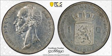1842 Gulden Shorter Bust KM-66  Ag N1