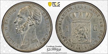 1842 Gulden Normal Bust KM-66  Ag N1