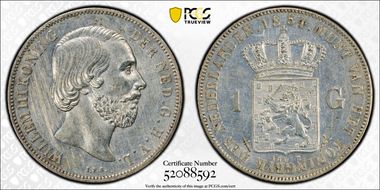 1854 Gulden KM-93  Ag N1