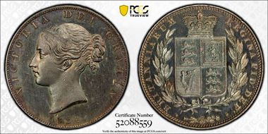 1839 1/2 Cr S-3885 Plain Edge PR63