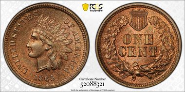 1865 1C Fancy 5 MS65RB