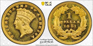1881 G$1 PR62CAM