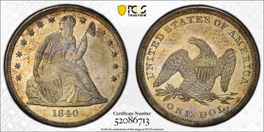 1840 $1 MS62PL