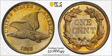 1858 1C Large Letters MS64+