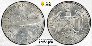 1930-A 3 Mk Zeppelin J-342 MS63