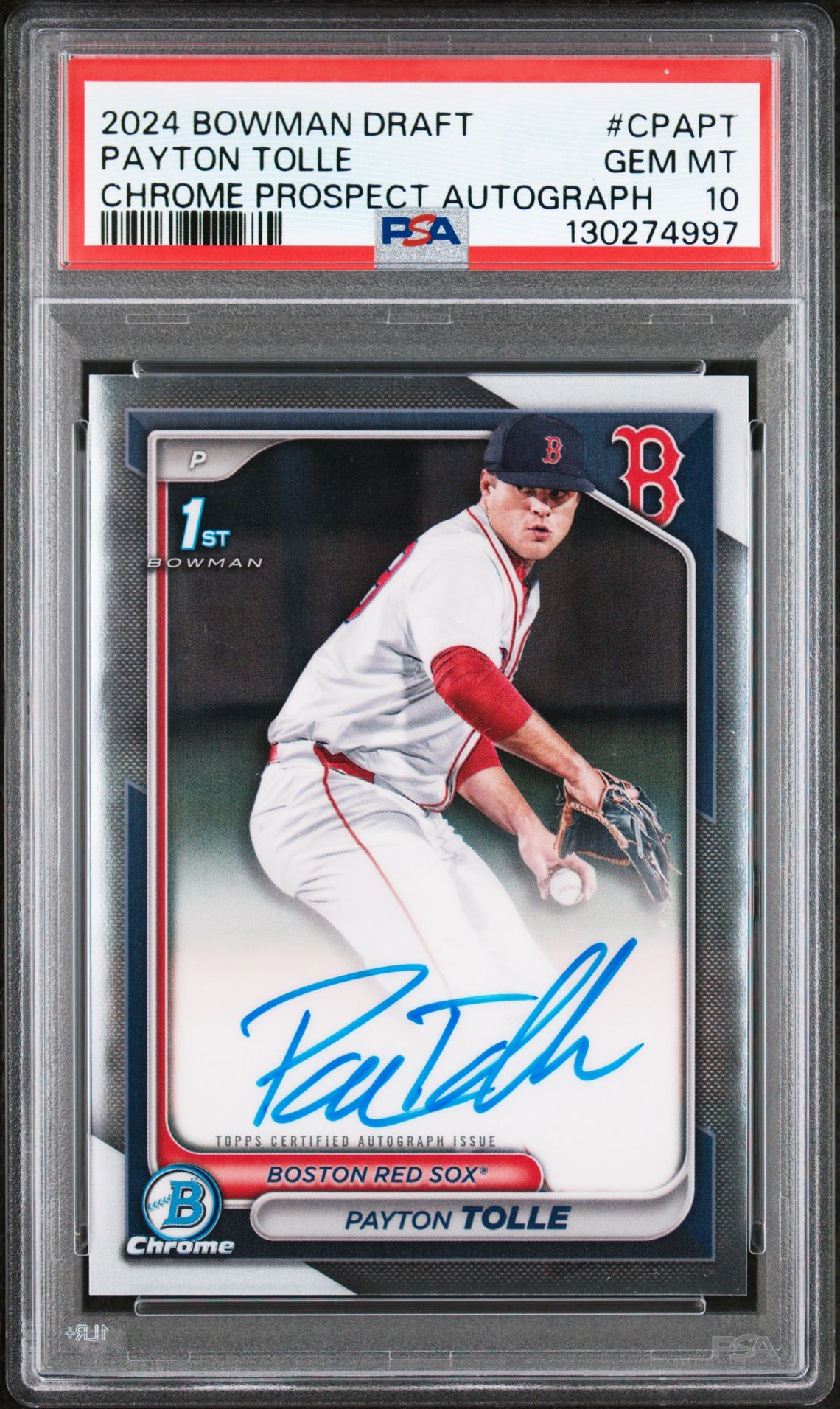 2024 Bowman Bowman Draft CHR PROSPECT AUTO-BLUE REF #CPAPT Payton Tolle front