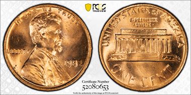 1982 1C Bronze, Large Date MS65RD