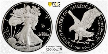 2025-W $1 Silver Eagle w/ Laser Privy PR69DCAM