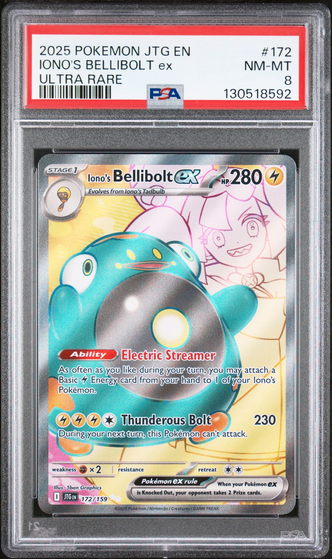 2025 Pokemon POKEMON JTG EN-JOURNEY TOGETHER #172 Iono's Bellibolt EX front