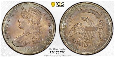1834 50C O-113, Sm Dt, Sm Lts MS64+