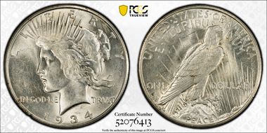 1934-S $1 AU58