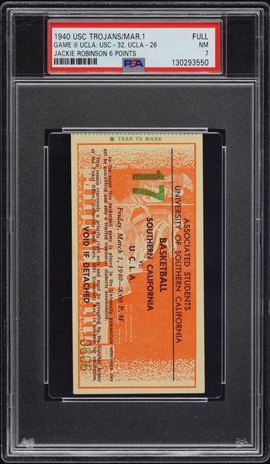 1940 USC Trojans USC-32, UCLA-26 Mar.1 Jackie Robinson 6 Points (Student-Game @ UCLA) Full Ticket, PSA 7