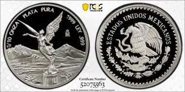 1999-Mo 1/10 oz Libertad Ag PR70DCAM