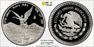 1996-Mo 1/10 oz Libertad Ag PR69DCAM