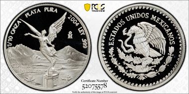2004-Mo 1/10 oz Libertad Ag PR70DCAM