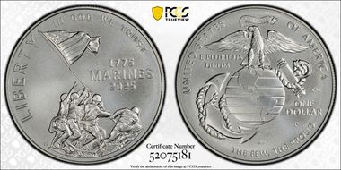 2025-P $1 USMC - 250th Anniversary MS69