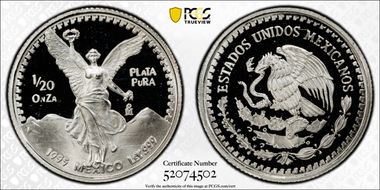 1995-Mo 1/20 oz Libertad Ag PR70DCAM