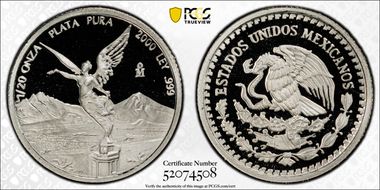 2000-Mo 1/20 oz Libertad Ag PR70DCAM