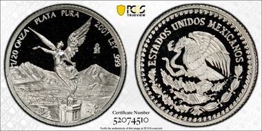 2001-Mo 1/20 oz Libertad Ag PR68DCAM