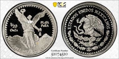 1992-Mo 1/20 oz Libertad Ag PR70DCAM