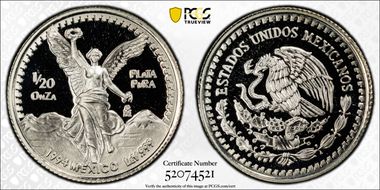 1994-Mo 1/20 oz Libertad Ag PR70DCAM