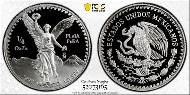 1993-Mo 1/4 oz Libertad Ag PR70DCAM
