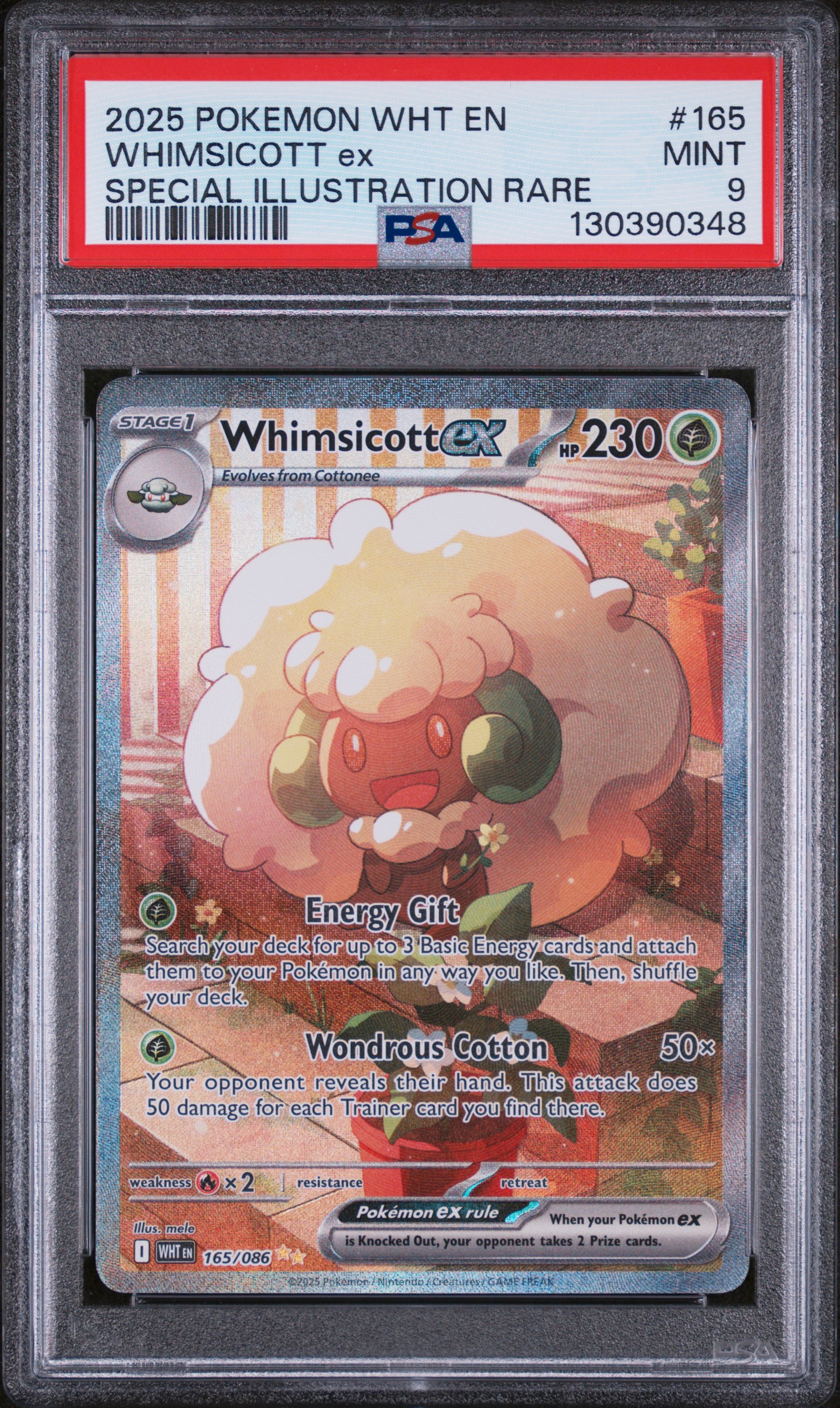 2025 #165 Whimsicott EX PSA 9 Wht EN-White Flare