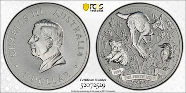 2024-P125 $1 Perth Mint 125th Anniv Ag MS70