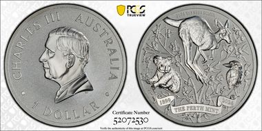 2024-P125 $1 Perth Mint 125th Anniv Ag MS69