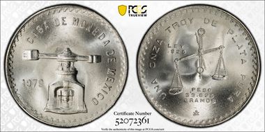 1979-Mo Onza KM-M49b.3 Ag Type 3 MS66