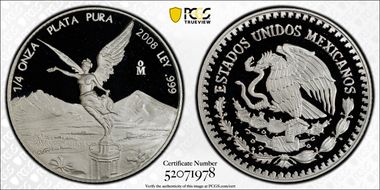2008-Mo 1/4 oz Libertad Ag PR70DCAM