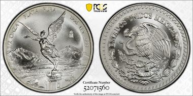 1996-Mo 1/2 oz Libertad Ag MS69