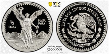 1992-Mo 1/2 oz Libertad Ag PR69DCAM