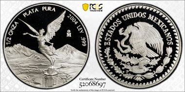 2004-Mo 1/2 oz Libertad Ag PR70DCAM