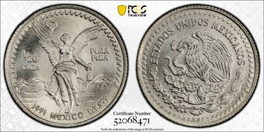 1991-Mo 1/20 oz Libertad Ag MS69