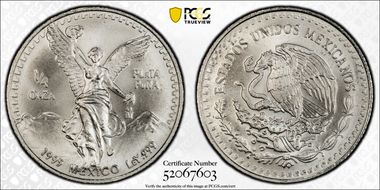 1995-Mo 1/4 oz Libertad Ag MS68