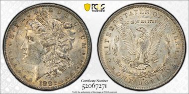 1882-O/S $1 VAM 3, O/S Flush AU58