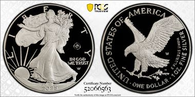 2025-W $1 Silver Eagle w/ Laser Privy PR69DCAM