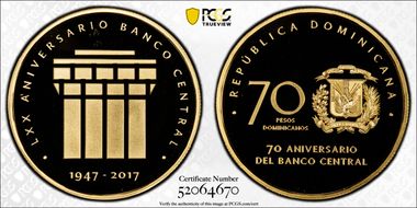 2017 70 P 70th Ann. Central Bank Au PR70DCAM