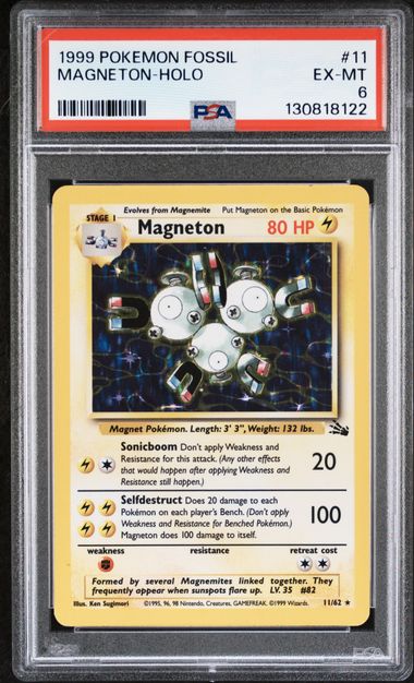 1999 Pokemon Fossil Holo #11 Magneton front