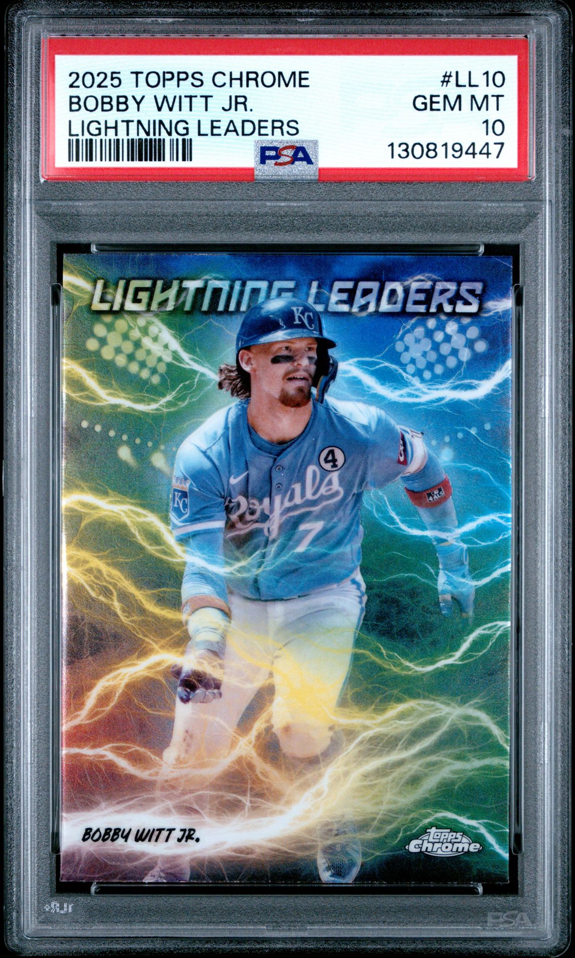 2025 Topps TOPPS CHROME LIGHTNING LEADERS #LL10 Bobby Witt Jr. front