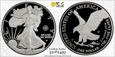 2025-W $1 Silver Eagle w/ U.S. Army Privy 250th Anniversary PR69DCAM