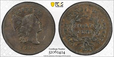 1795 1/2C C-6a AU53BN