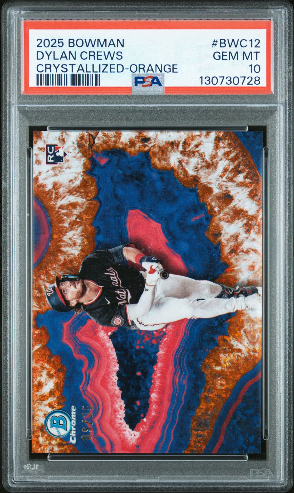 2025 Bowman BOWMAN CRYSTALLIZED ORANGE #BWC12 Dylan Crews front