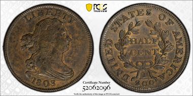 1803 1/2C AU50BN