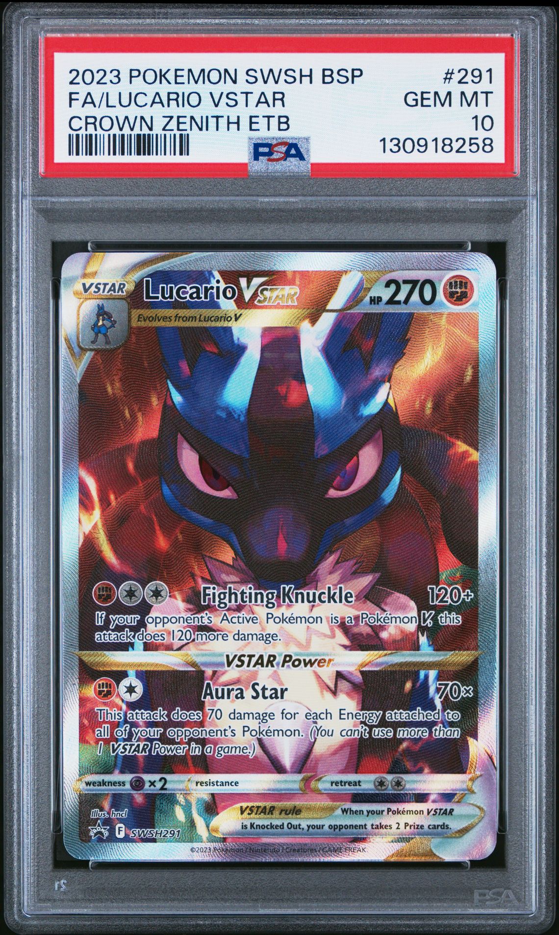 2023 Pokemon POKEMON SWSH BLACK STAR PROMO CROWN ZENITH ETB #291 Fa/Lucario Vstar front