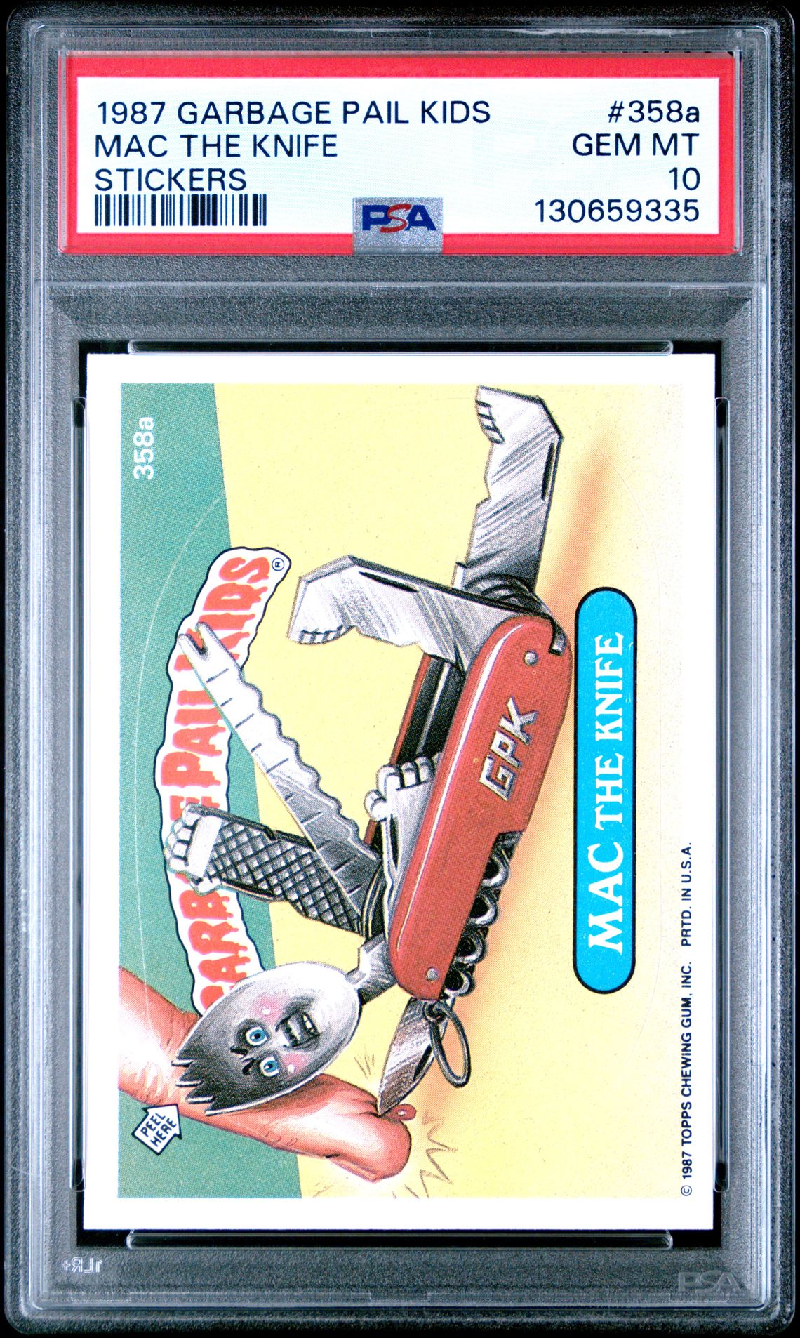 1987 Topps GARBAGE PAIL KIDS STICKERS #358A Mac The Knife front