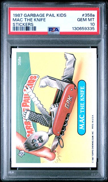 1987 Topps GARBAGE PAIL KIDS STICKERS STICKERS #358A Mac The Knife front