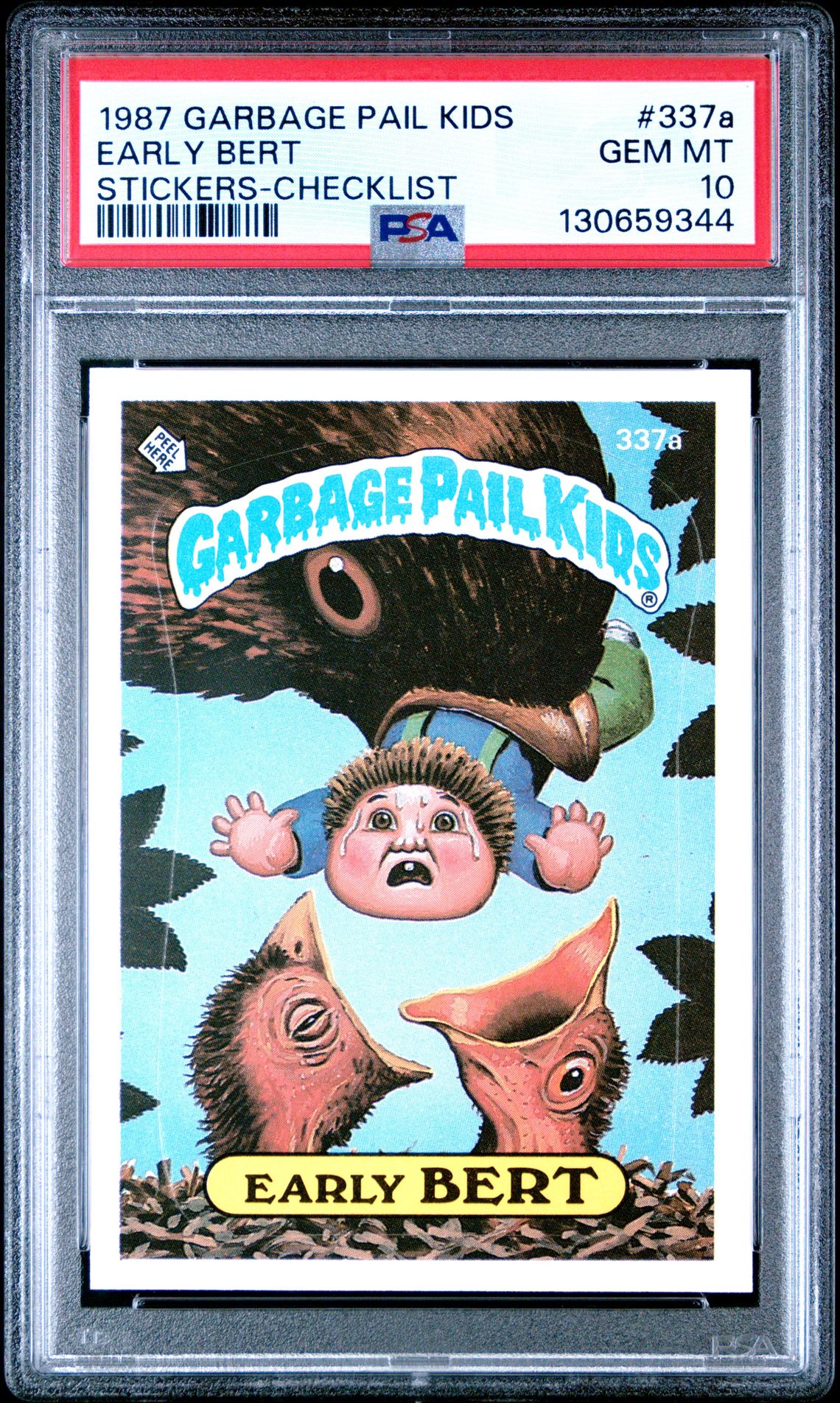 1987 Topps GARBAGE PAIL KIDS STICKERS CHECKLIST #337A Early Bert front